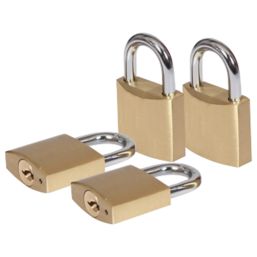 Smith & Locke  Brass     Padlock 38mm 4 Pack