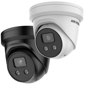 Hikvision 4MP Network Turret w/Acusense Audio & Strobe Black