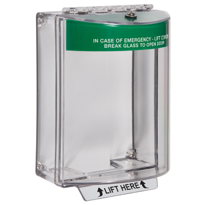 STI Universal Stopper Dome Cover Surface Mount c/w Sounder Green Emergency Exit Label